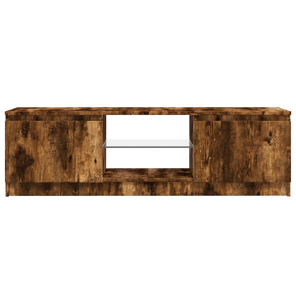 vidaXL TV Cabinet with LED Lights Smoked Oak 120x30x36 cm
