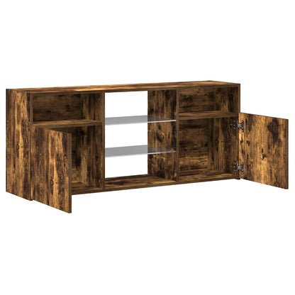 vidaXL TV Cabinet with LED Lights Smoked Oak 120x30x50 cm