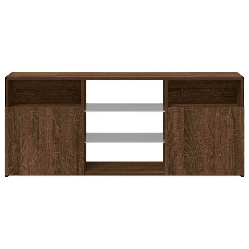 vidaXL TV Cabinet with LED Lights Brown Oak 120x30x50 cm