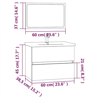 vidaXL 2 Piece Bathroom Furniture Set Smoked Oak Engineered Wood