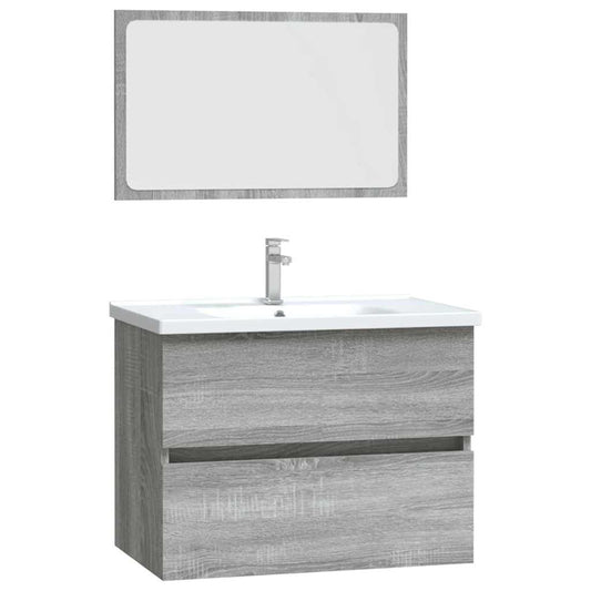 vidaXL 2 Piece Bathroom Furniture Set Grey Sonoma Engineered Wood