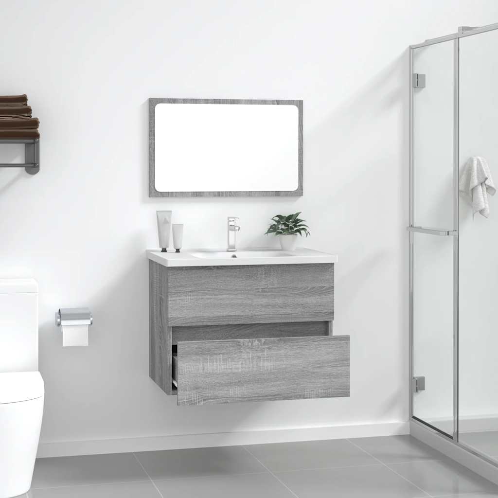 vidaXL 2 Piece Bathroom Furniture Set Grey Sonoma Engineered Wood
