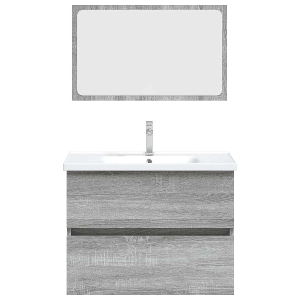 vidaXL 2 Piece Bathroom Furniture Set Grey Sonoma Engineered Wood