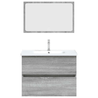 vidaXL 2 Piece Bathroom Furniture Set Grey Sonoma Engineered Wood