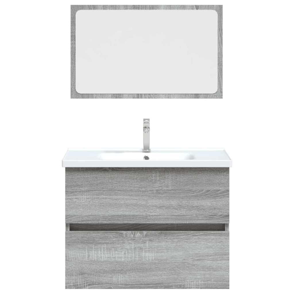 vidaXL 2 Piece Bathroom Furniture Set Grey Sonoma Engineered Wood