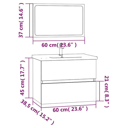 vidaXL 2 Piece Bathroom Furniture Set Grey Sonoma Engineered Wood