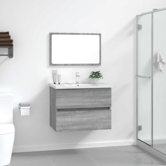 vidaXL 2 Piece Bathroom Furniture Set Grey Sonoma Engineered Wood