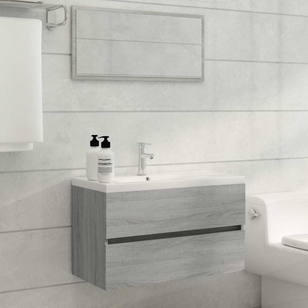 vidaXL 2 Piece Bathroom Furniture Set Grey Sonoma Engineered Wood