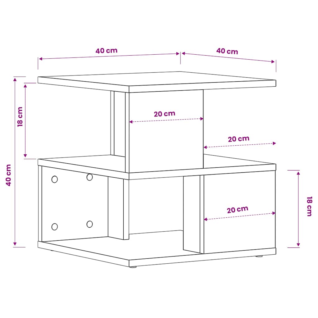 vidaXL Side Table Smoked Oak 40x40x40 cm Engineered Wood