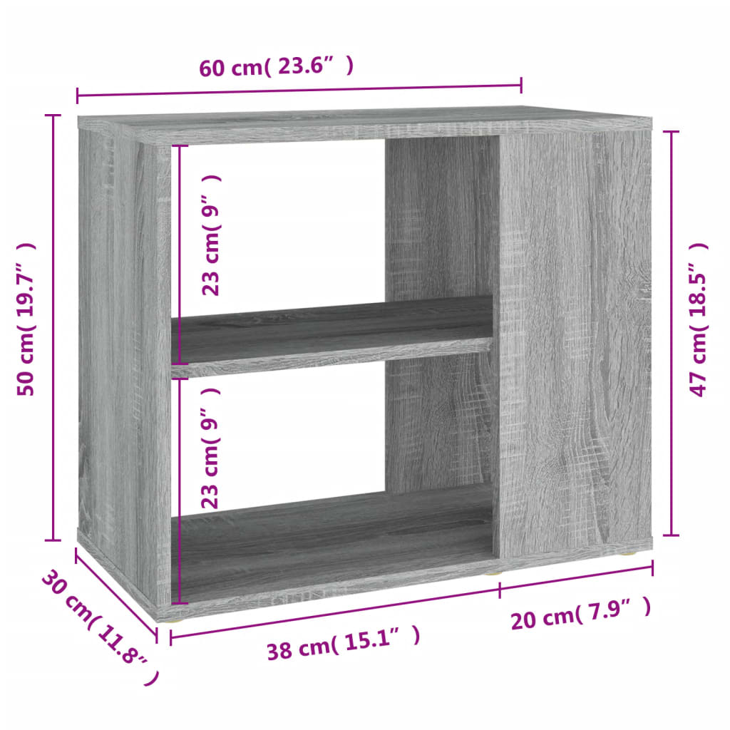 vidaXL Side Cabinet Grey Sonoma 60x30x50 cm Engineered Wood