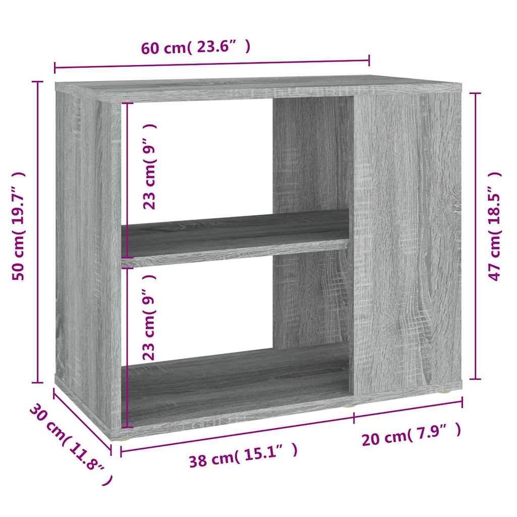 vidaXL Side Cabinet Grey Sonoma 60x30x50 cm Engineered Wood