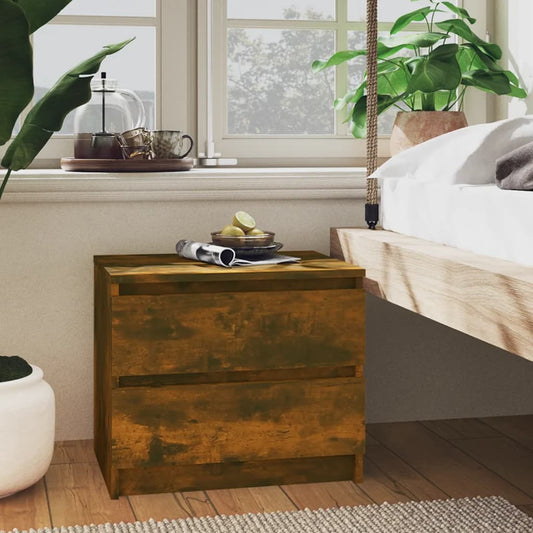 vidaXL Bed Cabinet Smoked Oak 50x39x43,5 cm Engineered Wood