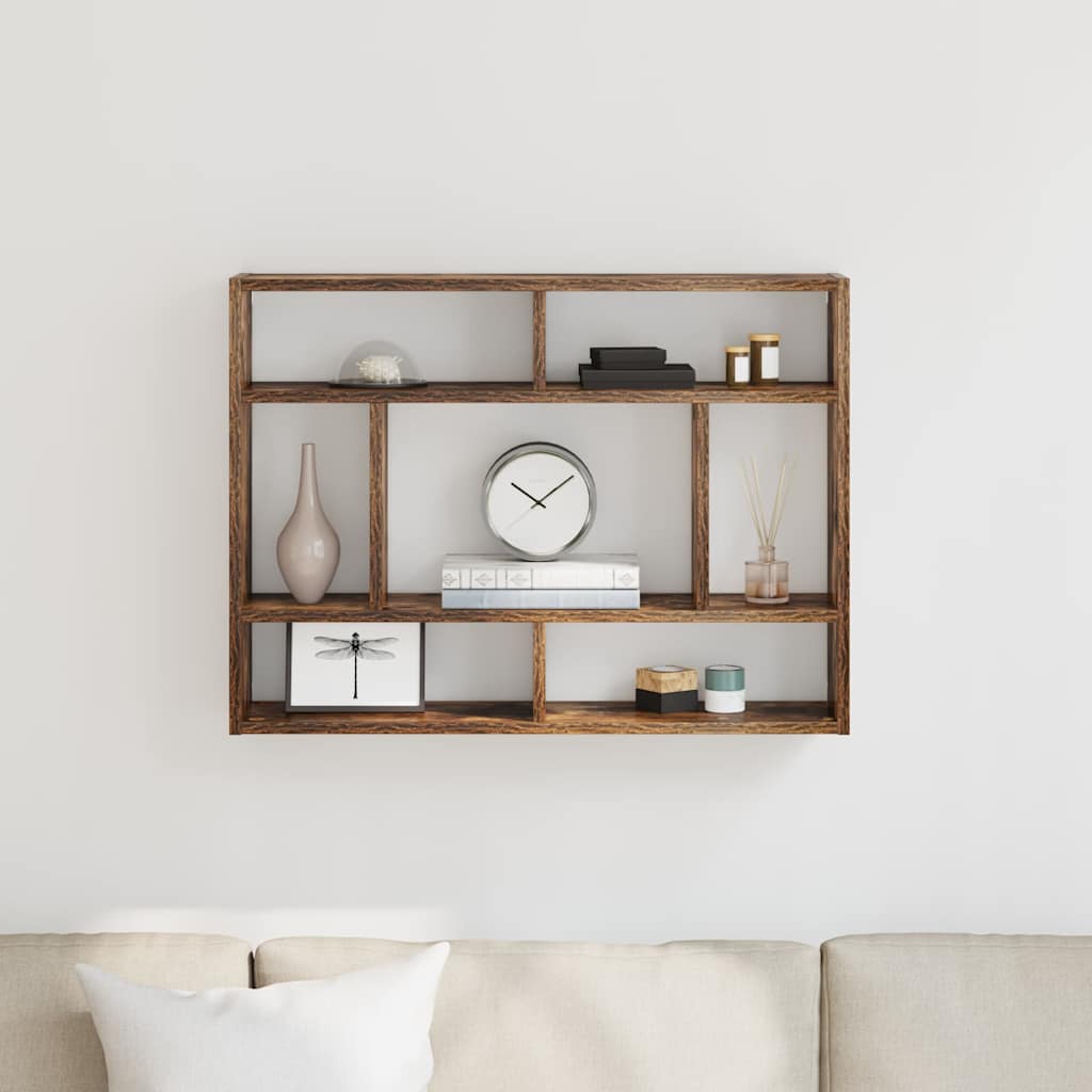 vidaXL Wall Shelf Smoked Oak 75x16x55 cm Engineered Wood