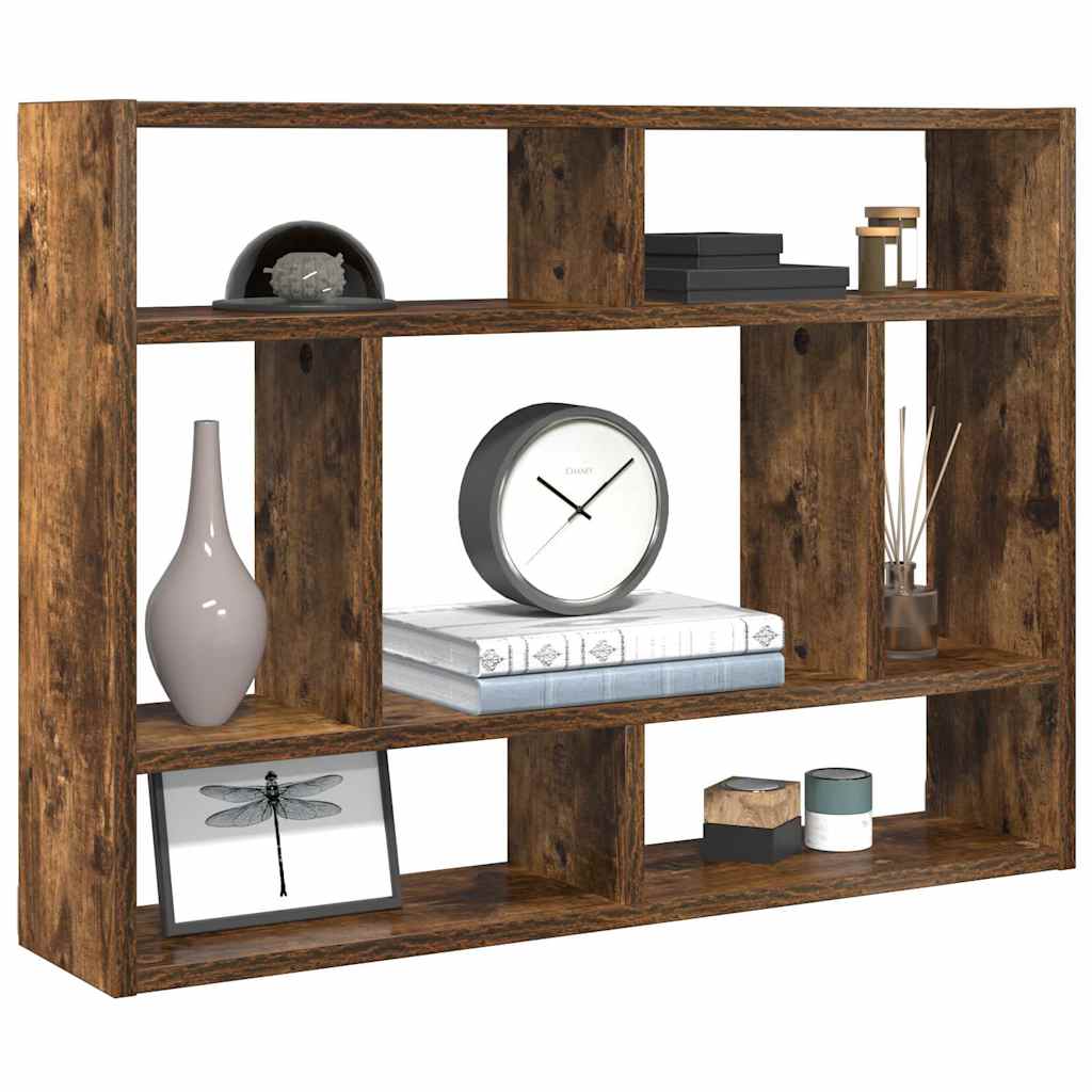 vidaXL Wall Shelf Smoked Oak 75x16x55 cm Engineered Wood