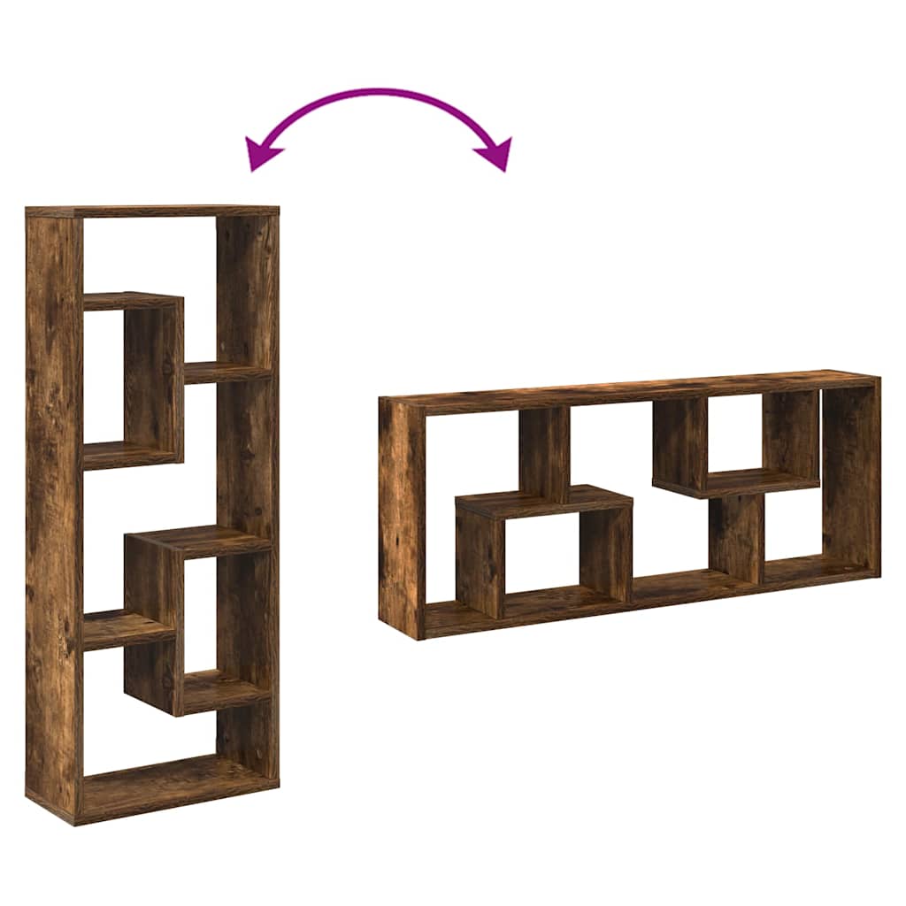 vidaXL Wall Shelf Smoked Oak 36x16x90 cm Engineered Wood