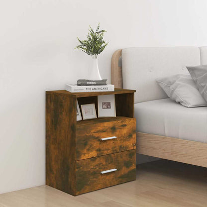 vidaXL Bed Cabinets 2 pcs Smoked Oak 50x32x60 cm