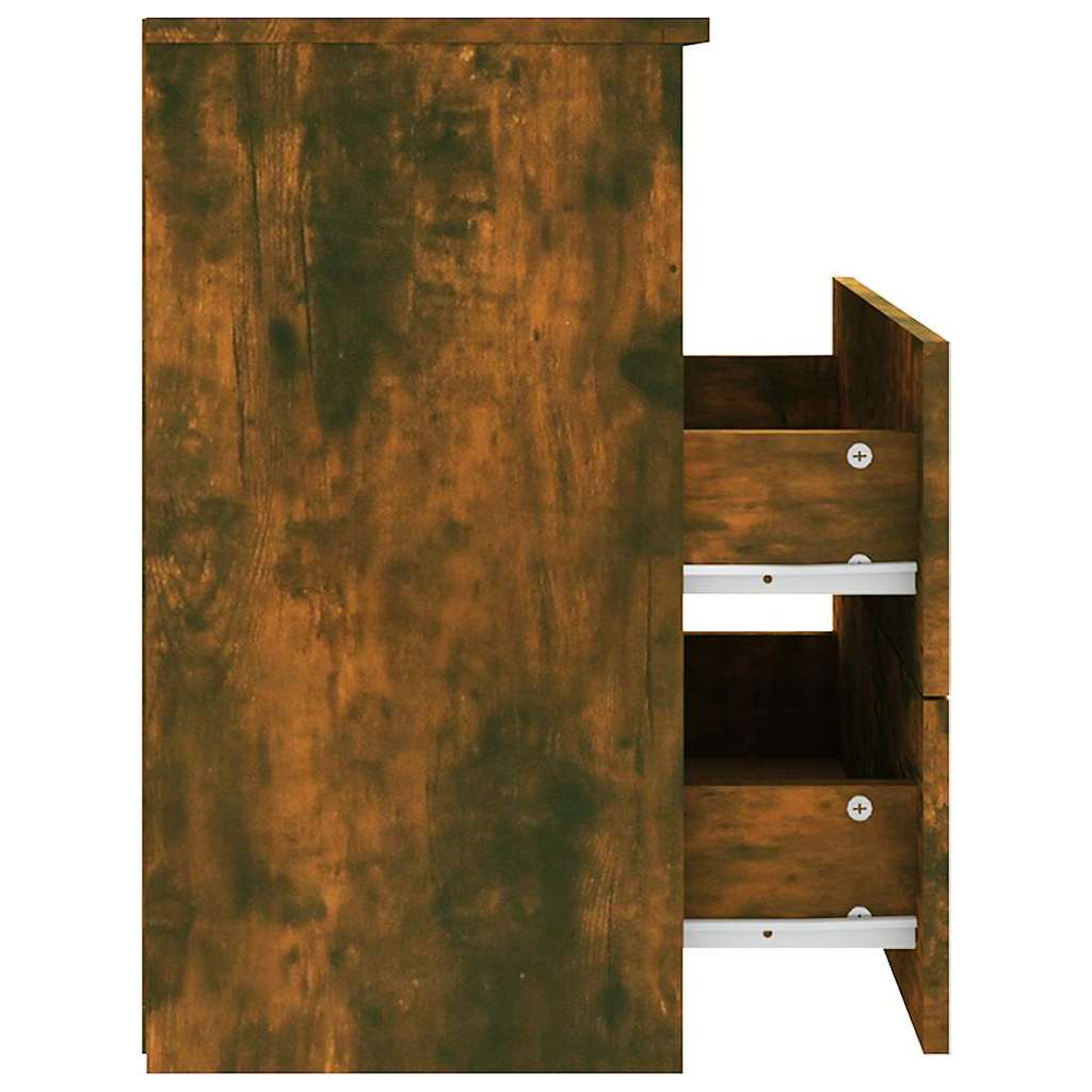 vidaXL Bed Cabinets 2 pcs Smoked Oak 50x32x60 cm
