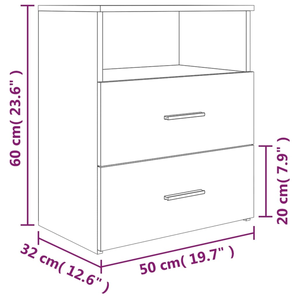 vidaXL Bed Cabinets 2 pcs Smoked Oak 50x32x60 cm