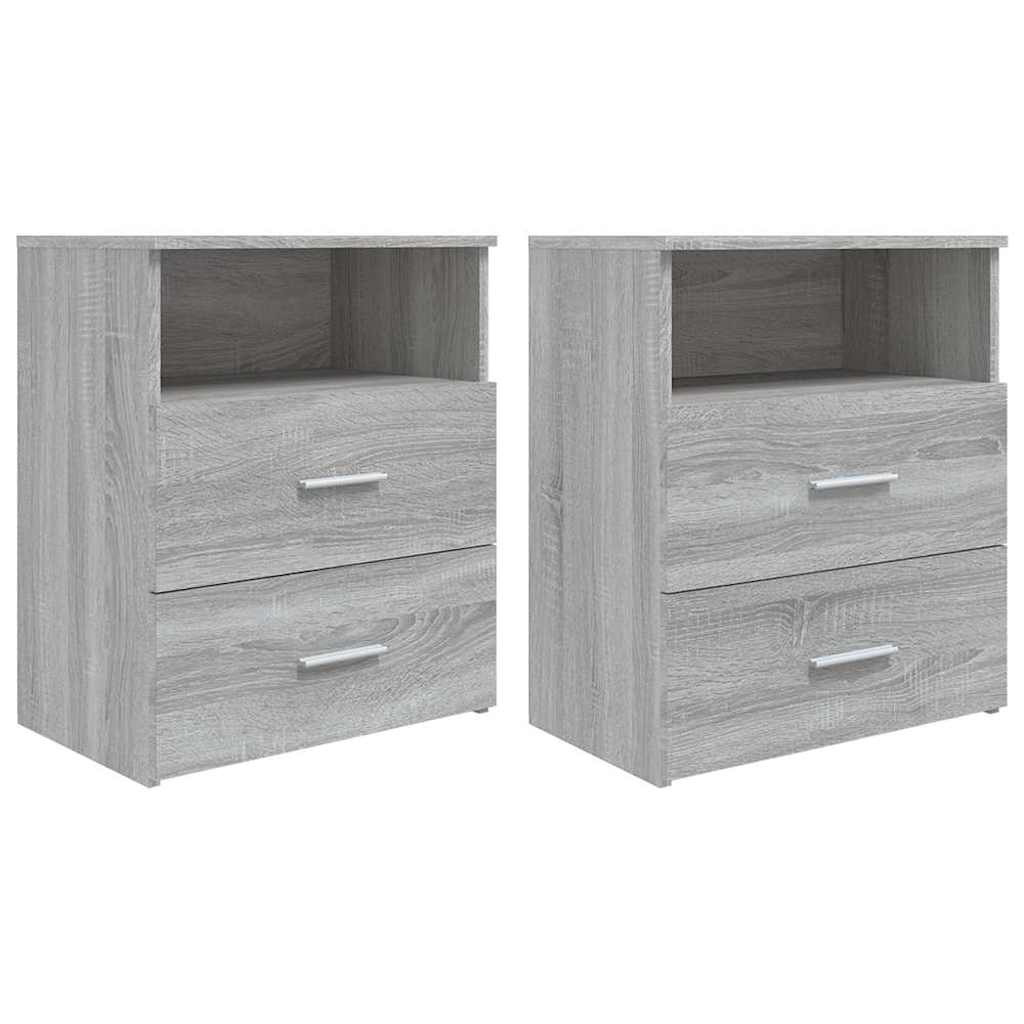 vidaXL Bed Cabinets 2 pcs Grey Sonoma 50x32x60 cm