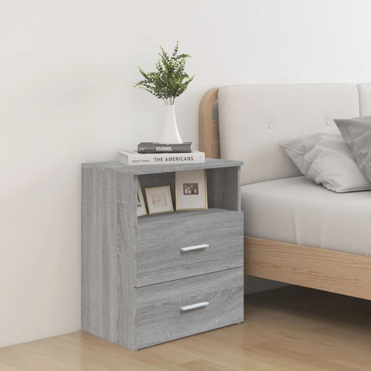 vidaXL Bed Cabinets 2 pcs Grey Sonoma 50x32x60 cm