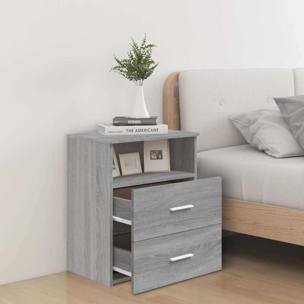 vidaXL Bed Cabinets 2 pcs Grey Sonoma 50x32x60 cm