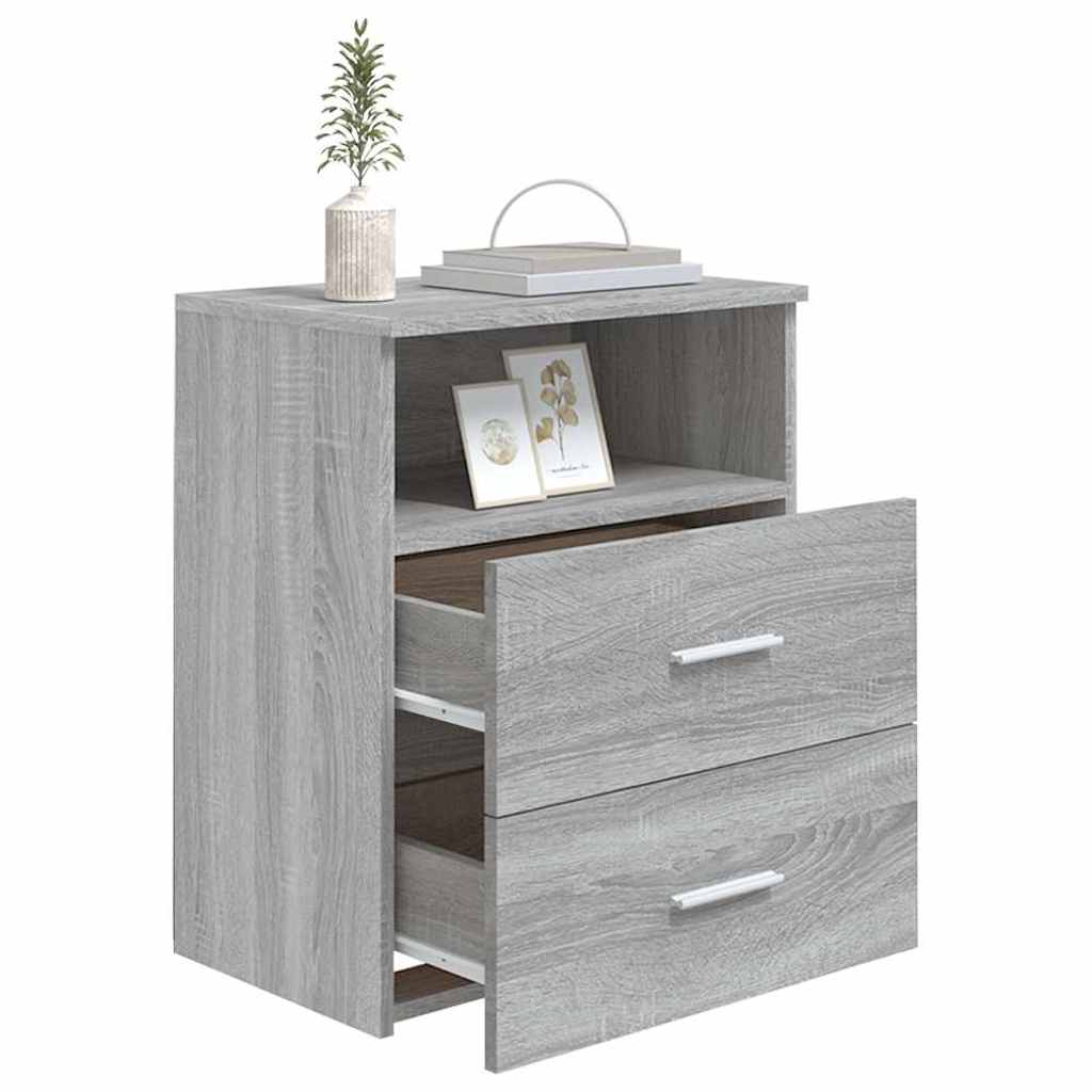 vidaXL Bed Cabinets 2 pcs Grey Sonoma 50x32x60 cm