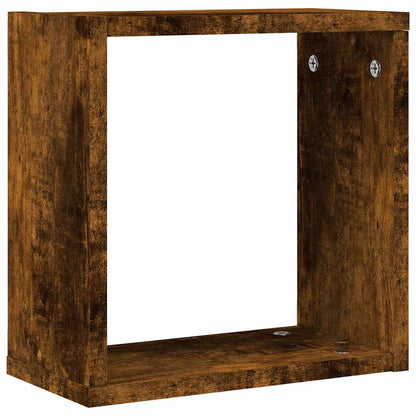vidaXL Wall Cube Shelves 2 pcs Smoked Oak 30x15x30 cm