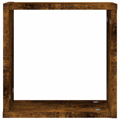 vidaXL Wall Cube Shelves 2 pcs Smoked Oak 30x15x30 cm