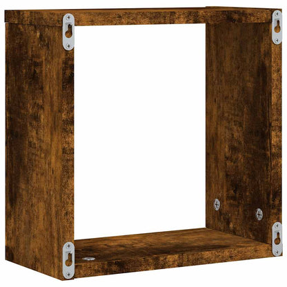 vidaXL Wall Cube Shelves 6 pcs Smoked Oak 30x15x30 cm