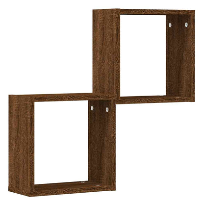 vidaXL Wall Cube Shelves 2 pcs Brown Oak 30x15x30 cm