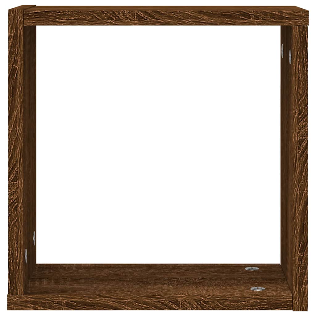 vidaXL Wall Cube Shelves 2 pcs Brown Oak 30x15x30 cm