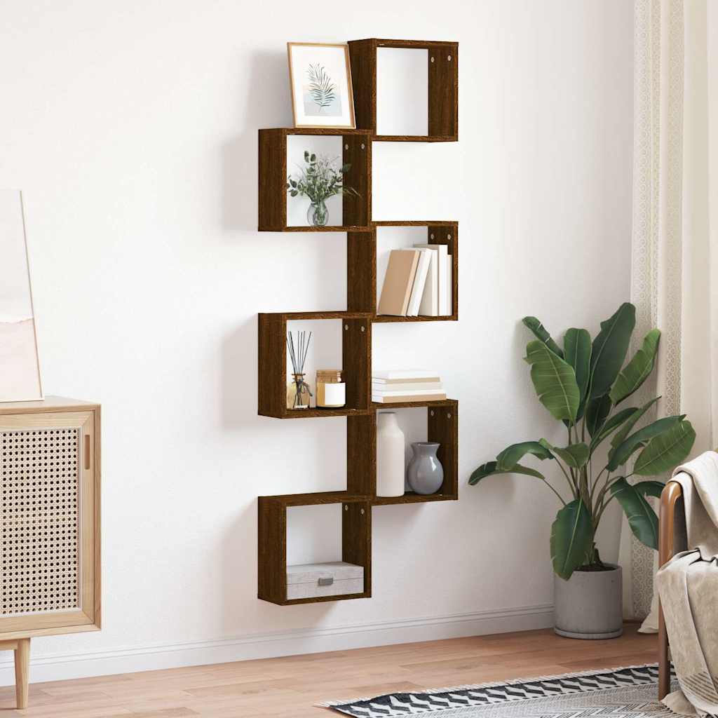 vidaXL Wall Cube Shelves 6 pcs Brown Oak 30x15x30 cm