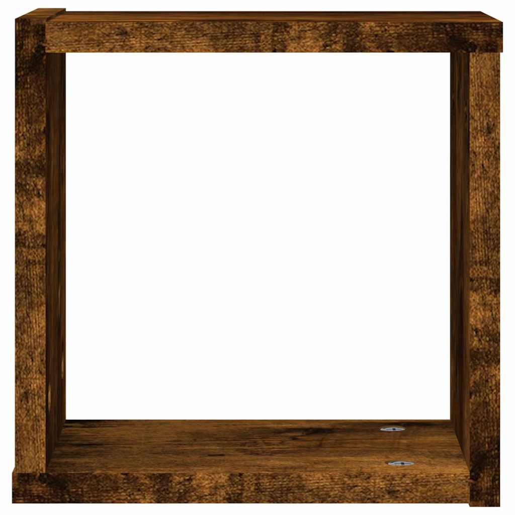 vidaXL Wall Shelves 2 pcs Smoked Oak 26 x 15 x 26 cm Engineered Wood