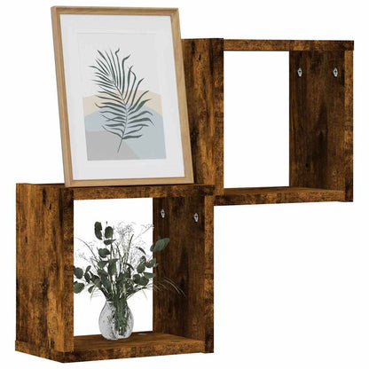 vidaXL Wall Shelves 2 pcs Smoked Oak 26 x 15 x 26 cm Engineered Wood