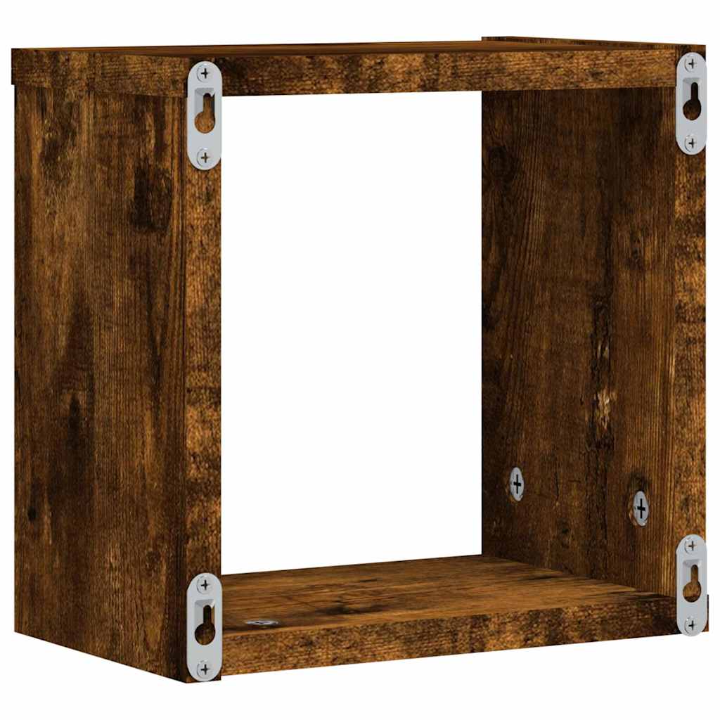 vidaXL Wall Shelves 4 pcs Smoked Oak 26 x 15 x 26 cm Engineered Wood