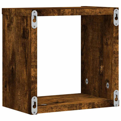 vidaXL Wall Shelves 4 pcs Smoked Oak 26 x 15 x 26 cm Engineered Wood