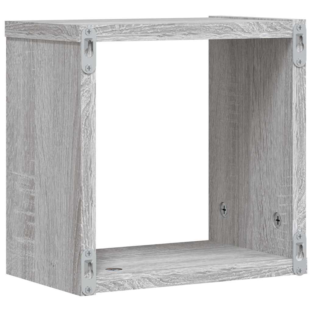 vidaXL Wall Shelves 2 pcs Grey Sonoma 26 x 15 x 26 cm Engineered Wood
