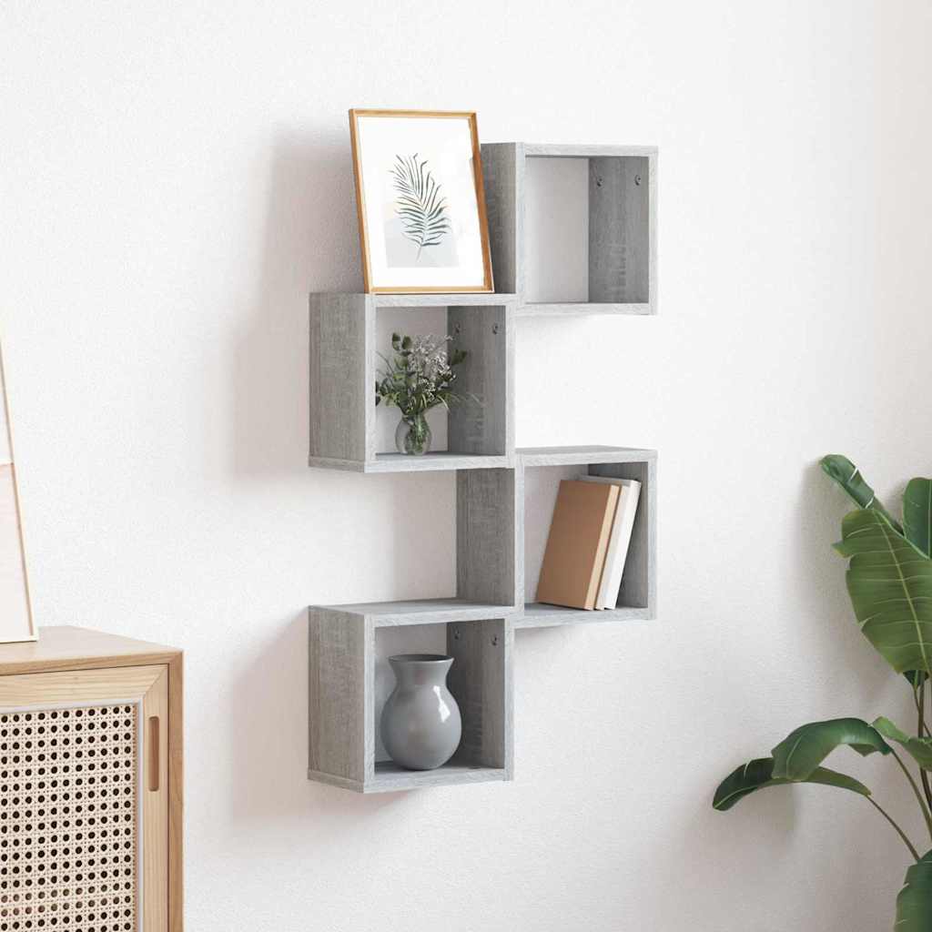 vidaXL Wall Shelves 4 pcs Grey Sonoma 26 x 15 x 26 cm Engineered Wood
