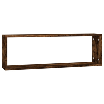 vidaXL Wall Cube Shelves 2 pcs Smoked Oak 80x15x26.5 cm Engineered Wood