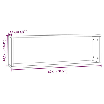 vidaXL Wall Cube Shelves 2 pcs Smoked Oak 80x15x26.5 cm Engineered Wood