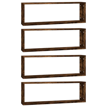 vidaXL Wall Cube Shelves 4 pcs Smoked Oak 80x15x26.5cm Engineered Wood