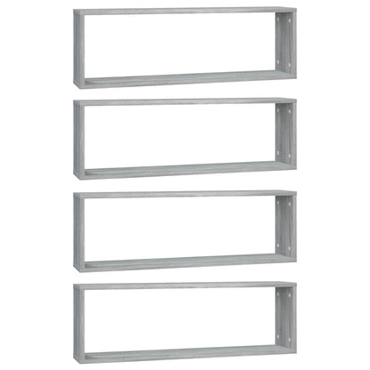 vidaXL Wall Cube Shelves 4 pcs Grey Sonoma 80x15x26.5 cm Engineered Wood