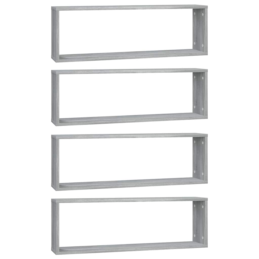 vidaXL Wall Cube Shelves 4 pcs Grey Sonoma 80x15x26.5 cm