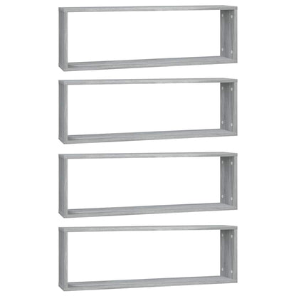 vidaXL Wall Cube Shelves 4 pcs Grey Sonoma 80x15x26.5 cm