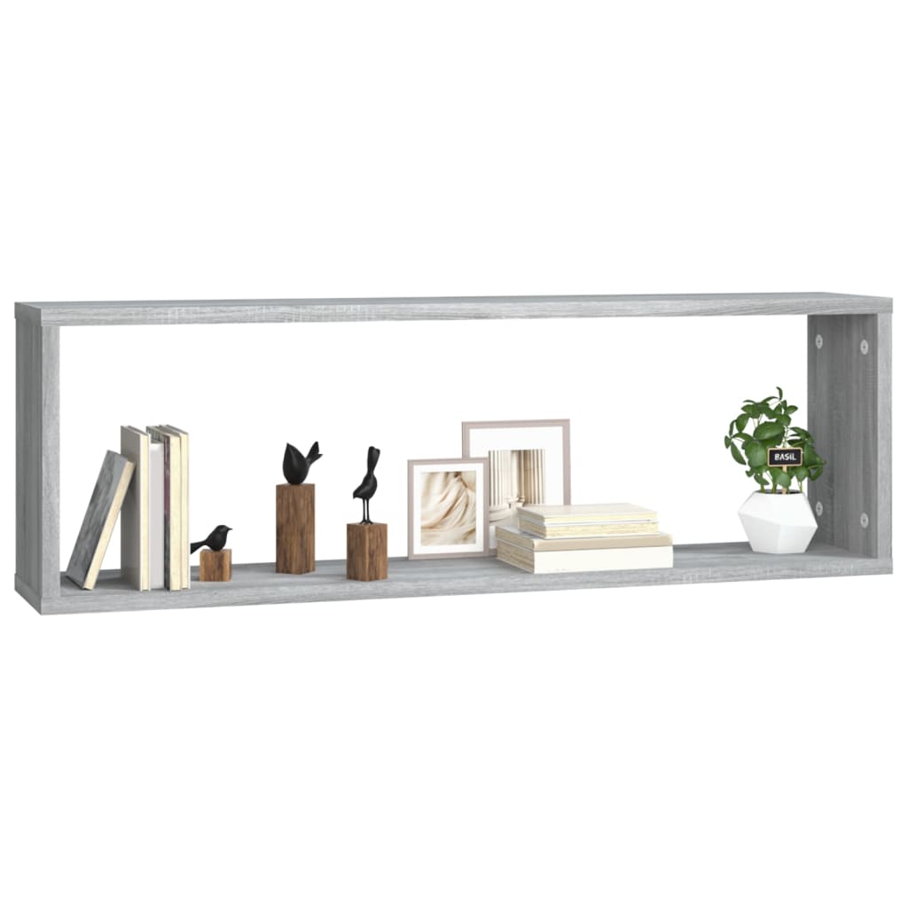 vidaXL Wall Cube Shelves 4 pcs Grey Sonoma 80x15x26.5 cm Engineered Wood