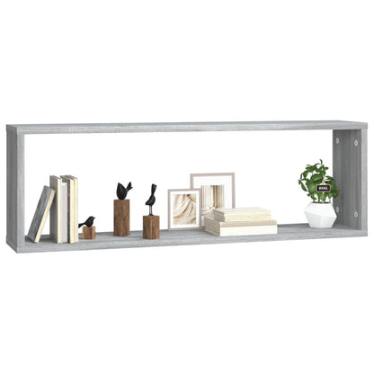 vidaXL Wall Cube Shelves 4 pcs Grey Sonoma 80x15x26.5 cm Engineered Wood