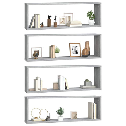 vidaXL Wall Cube Shelves 4 pcs Grey Sonoma 80x15x26.5 cm
