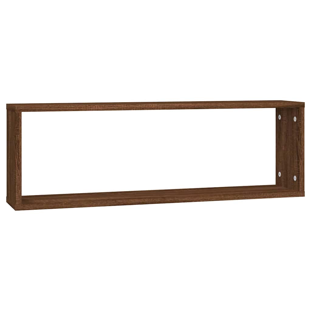 vidaXL Wall Cube Shelves 2 pcs Brown Oak 80x15x26,5 cm Engineered Wood