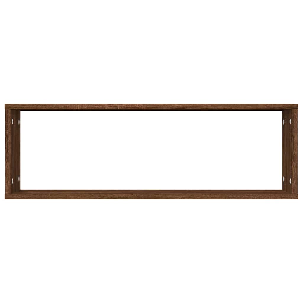 vidaXL Wall Cube Shelves 2 pcs Brown Oak 80x15x26,5 cm Engineered Wood