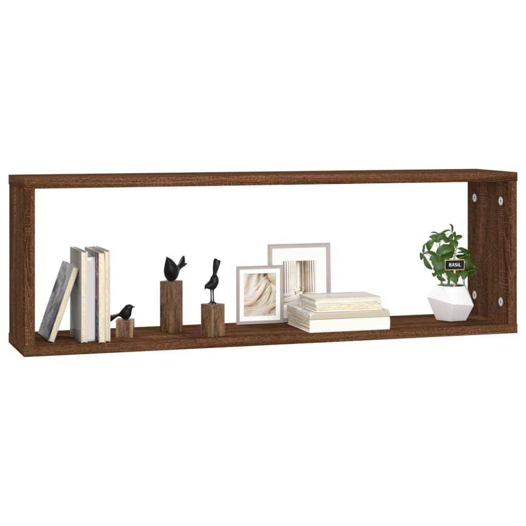 vidaXL Wall Cube Shelves 4 pcs Brown Oak 80x15x26.5 cm Engineered Wood